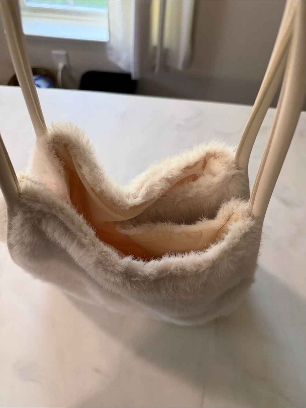 Victoria's Secret Cream Faux Fur Tote Bag - Picture 9 of 11
